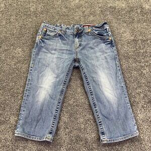 Vigoss Jeans Womens 9/10 Blue Capri Medium Wash Denim Pockets Logo Casual